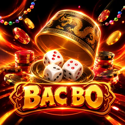Card do jogo Bac Bo com dados na mesa