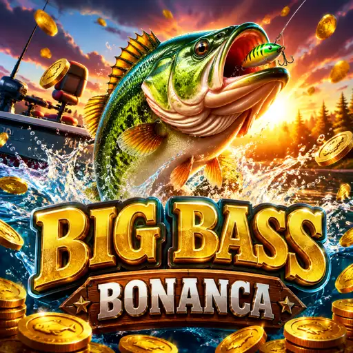 Card do slot Big Bass Bonanza com pescador e isca de peixe